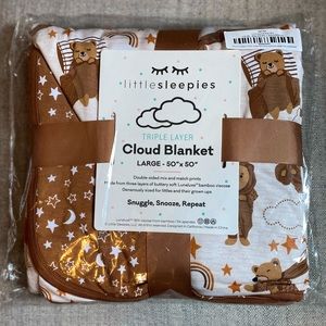 NIB Little Sleepies Beary Sleepy Triple-Layer Bamboo Large Cloud Blanket